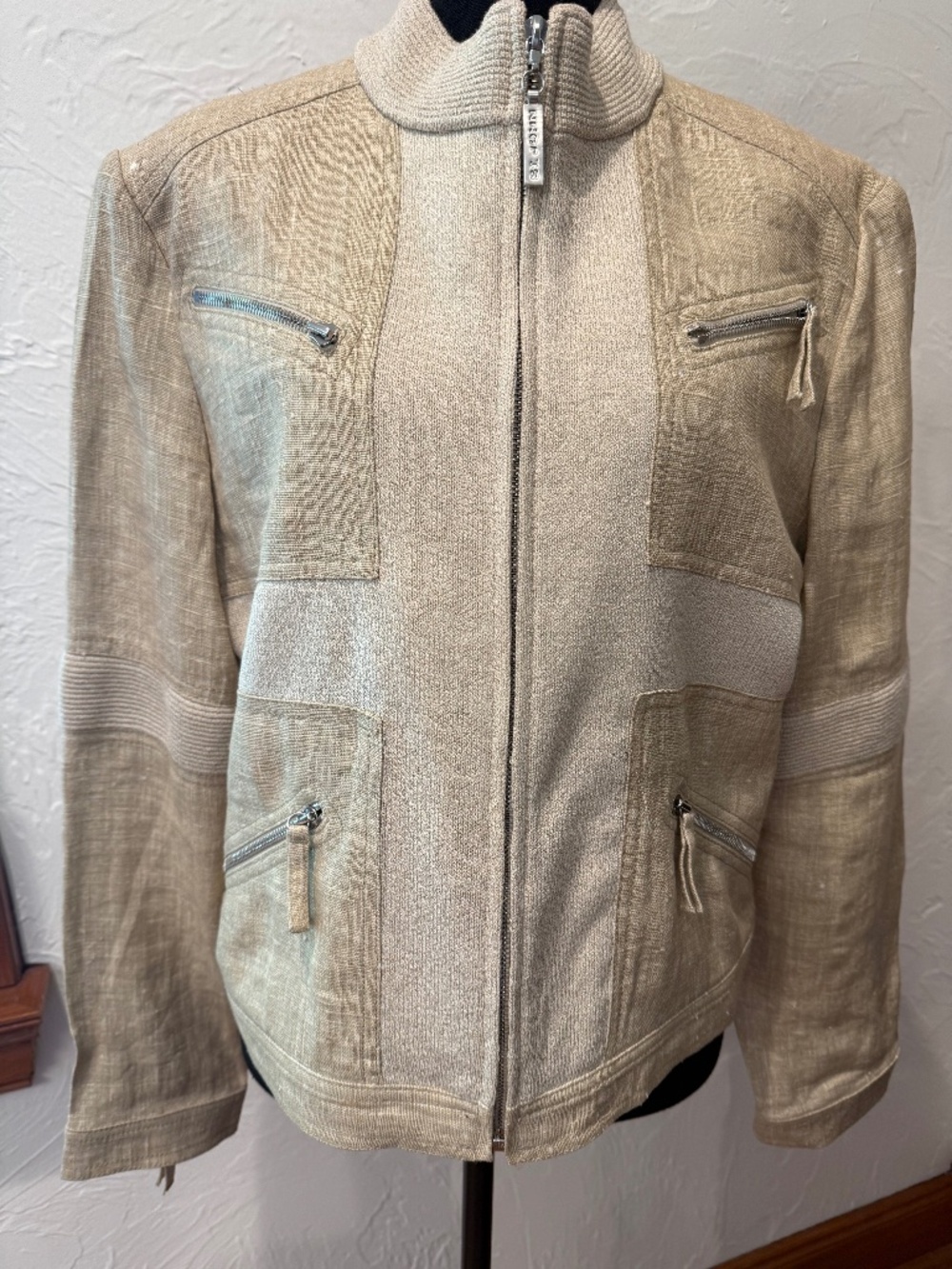 St Johns Sport Jacket Beige Linen/Knit Size L